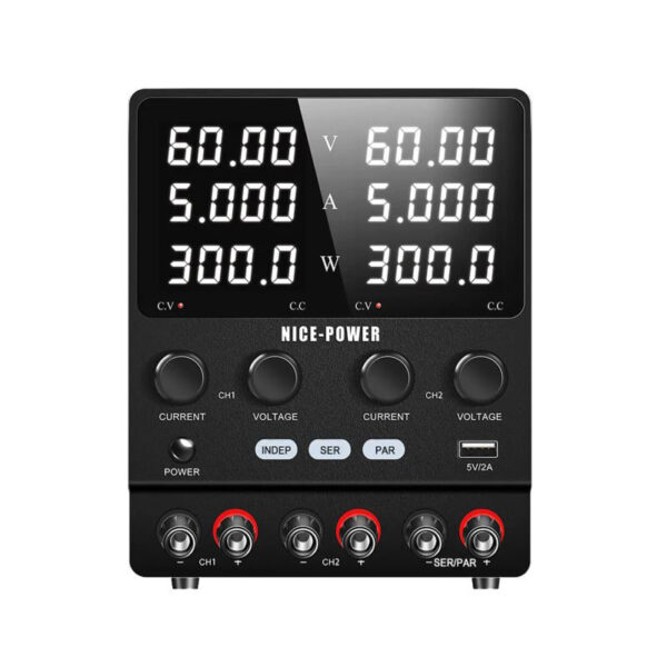 منبع تغذیه دوبل 60 ولت 5 آمپر نایس پاور مدل Nice-Power SPS605-2KD