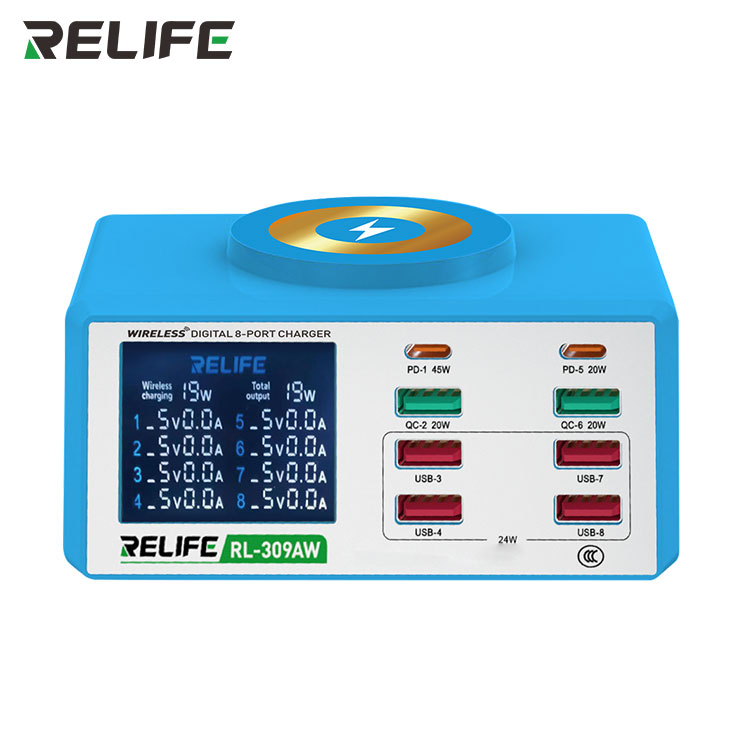 RELIFE RL 309AW Wireless digital display 8 port charger 100W 1701409074445 2